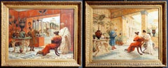 A Pair of Historical Genre Paintings on Roman Models Ettore Forti style 1940