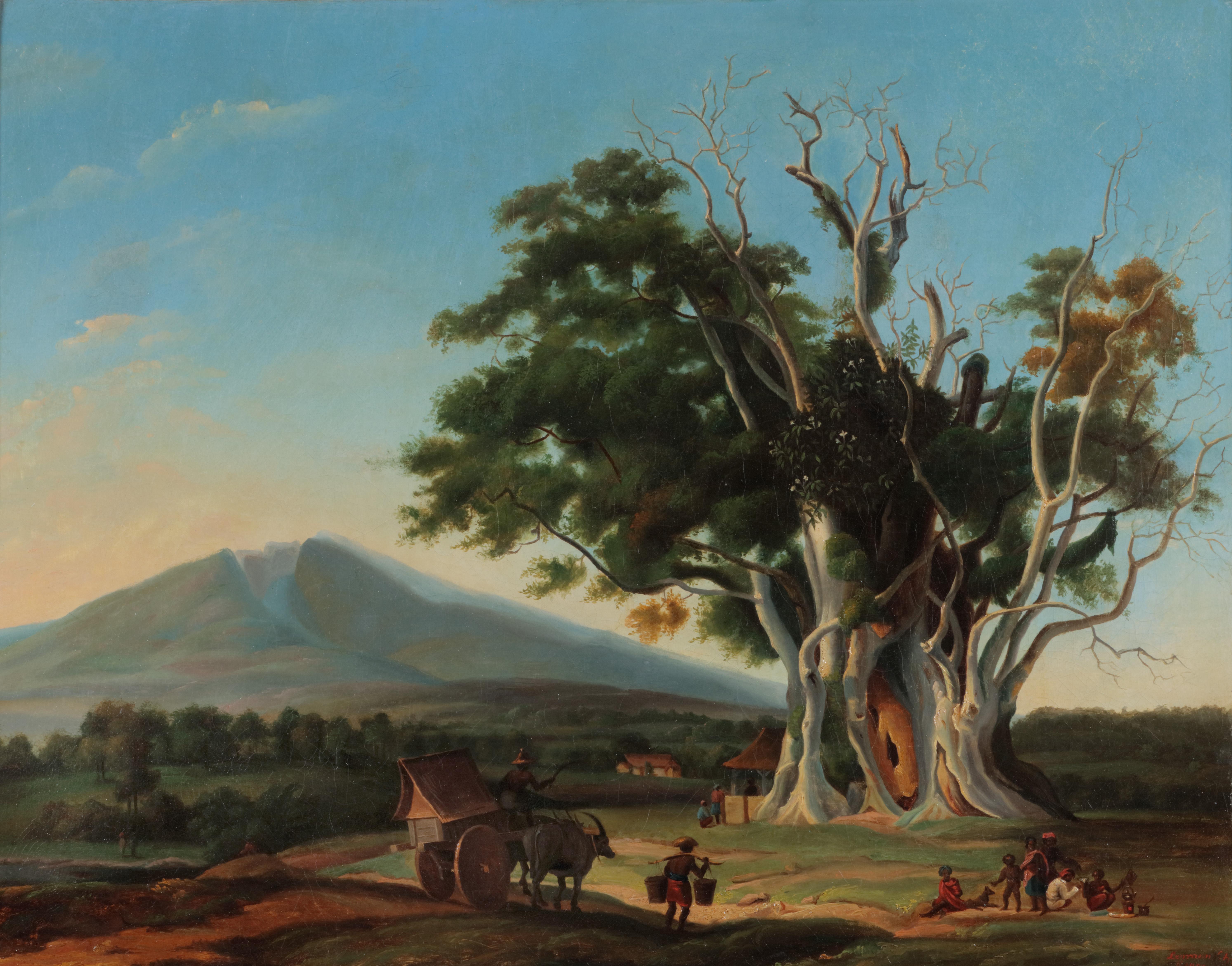 A pair of Indonesian Landscapes, by Charles Legrain (19th century) - Painting by Unknown