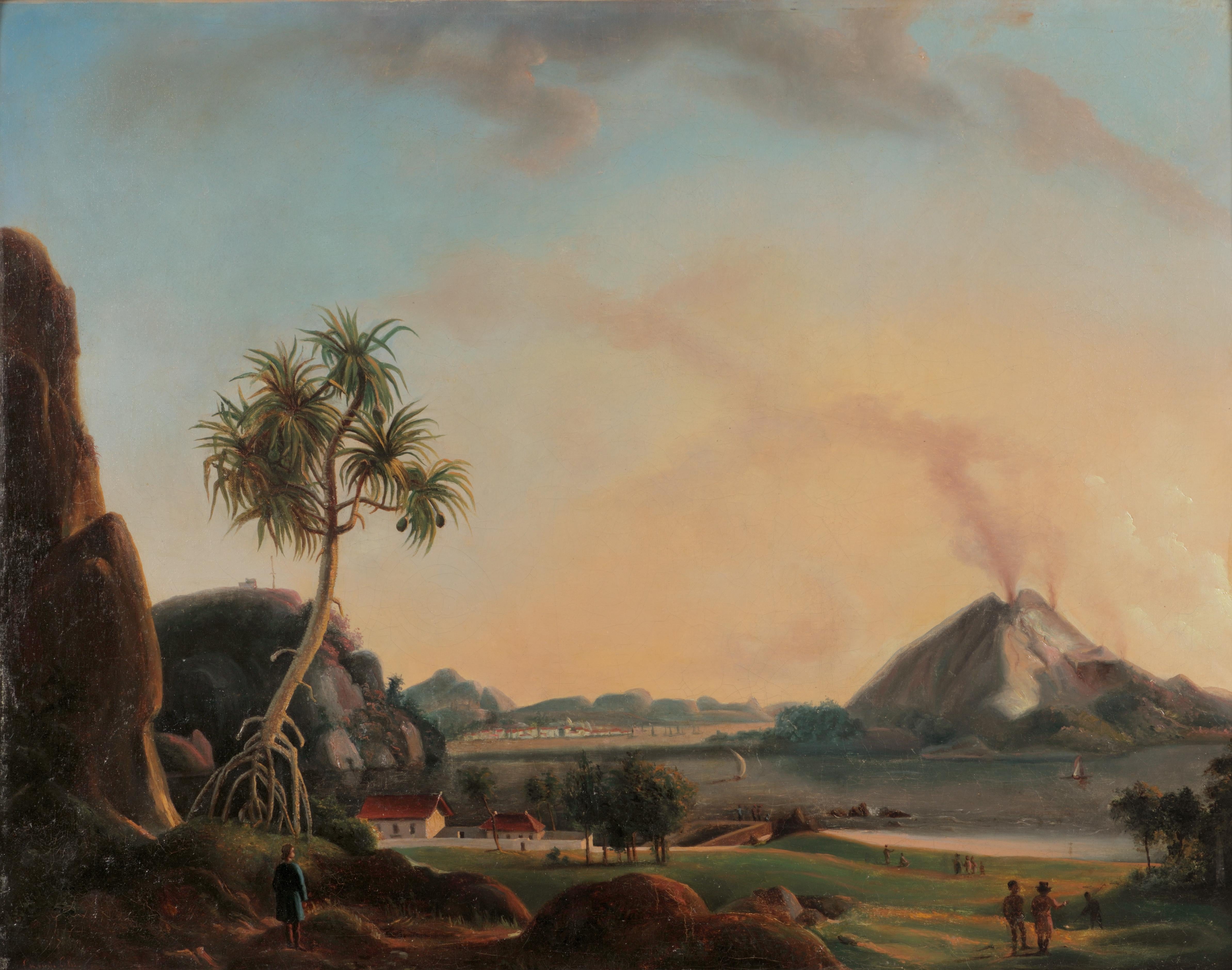 Coppia di paesaggi indonesiani, di Charles Legrain (XIX secolo)