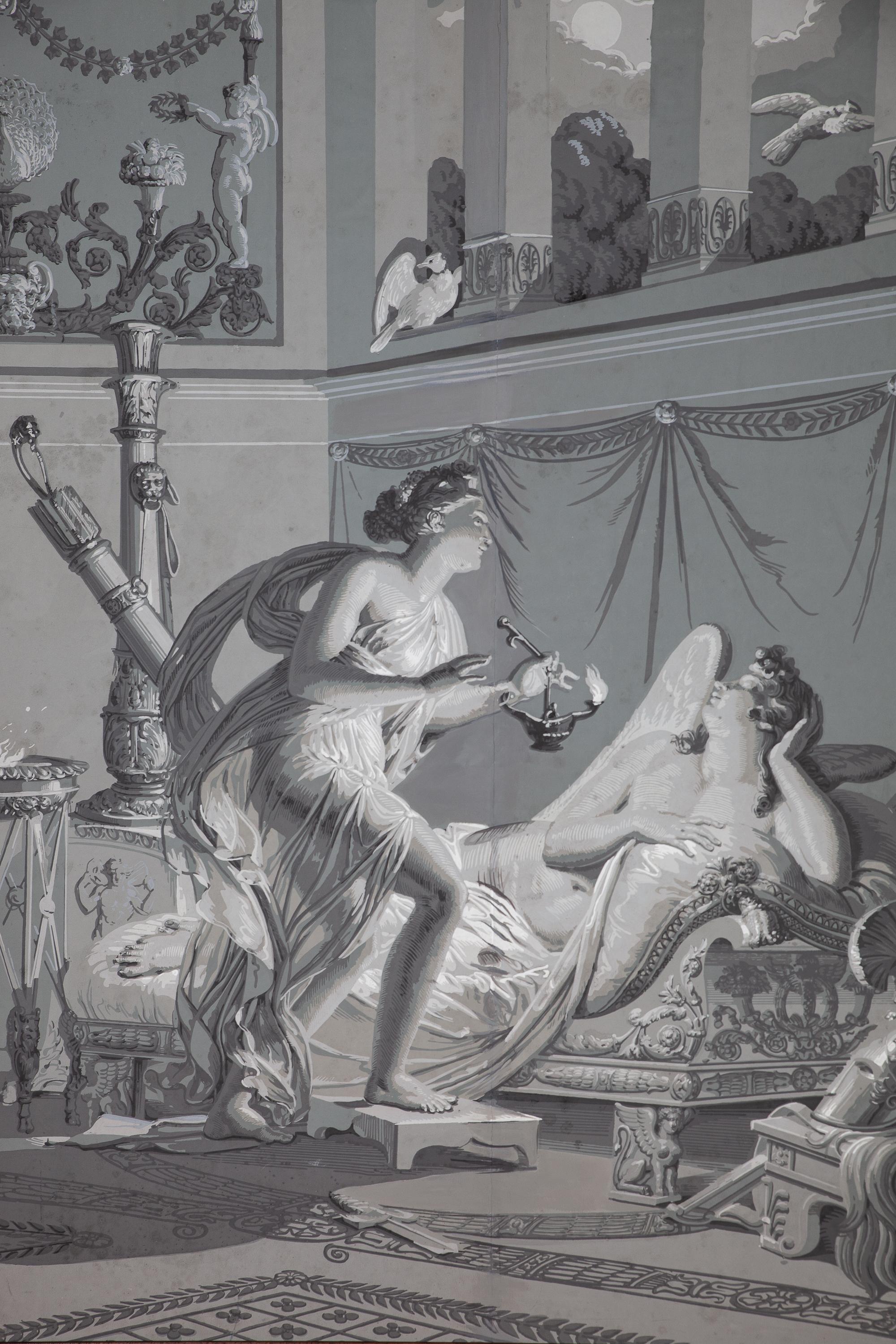 Una coppia di  Decorazione murale 'En Grisaille' di Dufour, Parigi, Francia, XIX secolo in vendita 5
