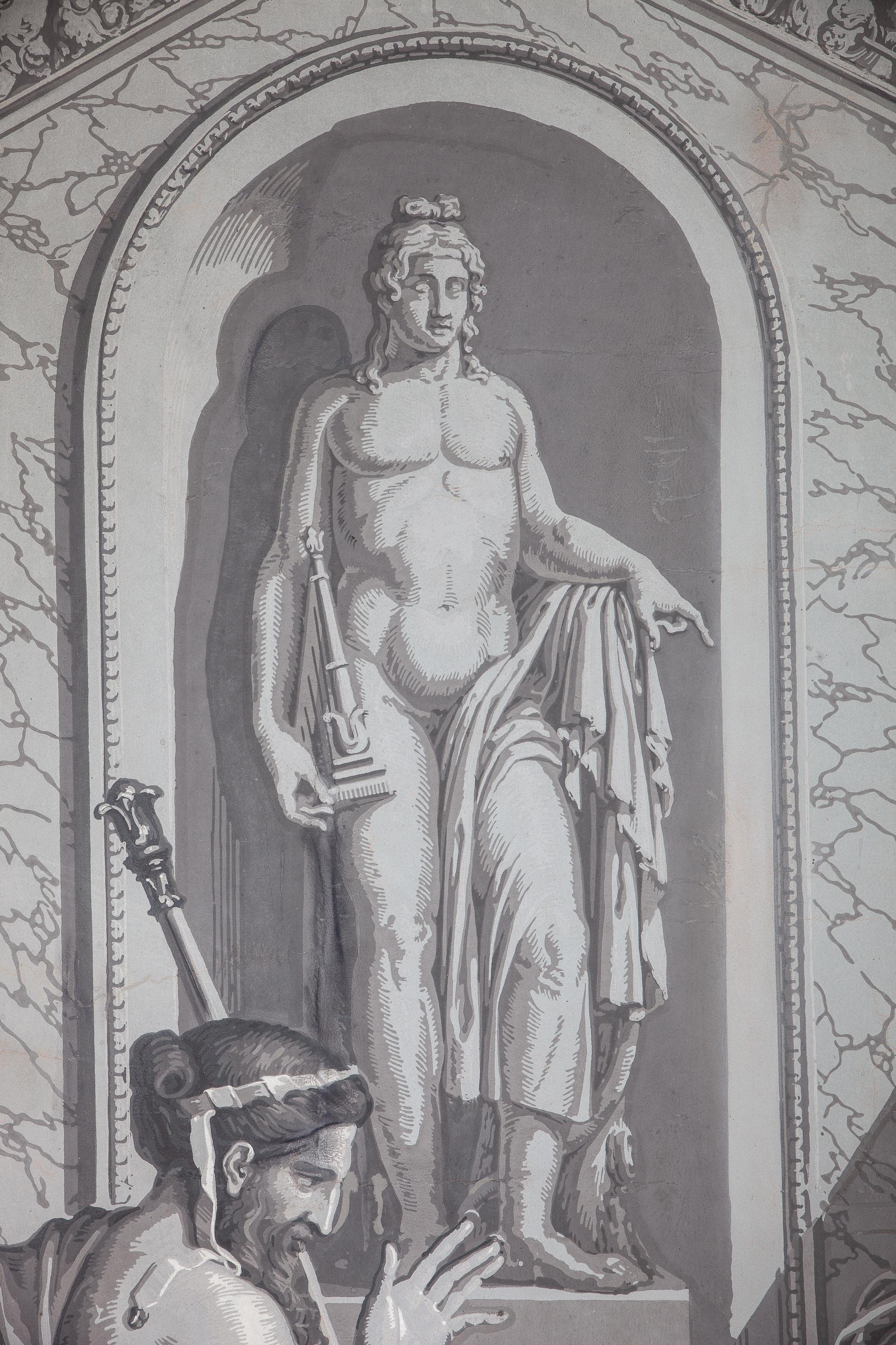 A Pair of  Wall Decoration 'En Grisaille' by Dufour, Paris, France, 19th Century For Sale 5