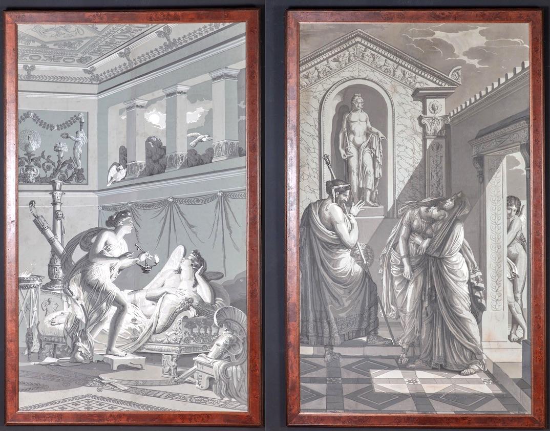 A Pair of  Wall Decoration 'En Grisaille' by Dufour, Paris, France, 19th Century For Sale 5