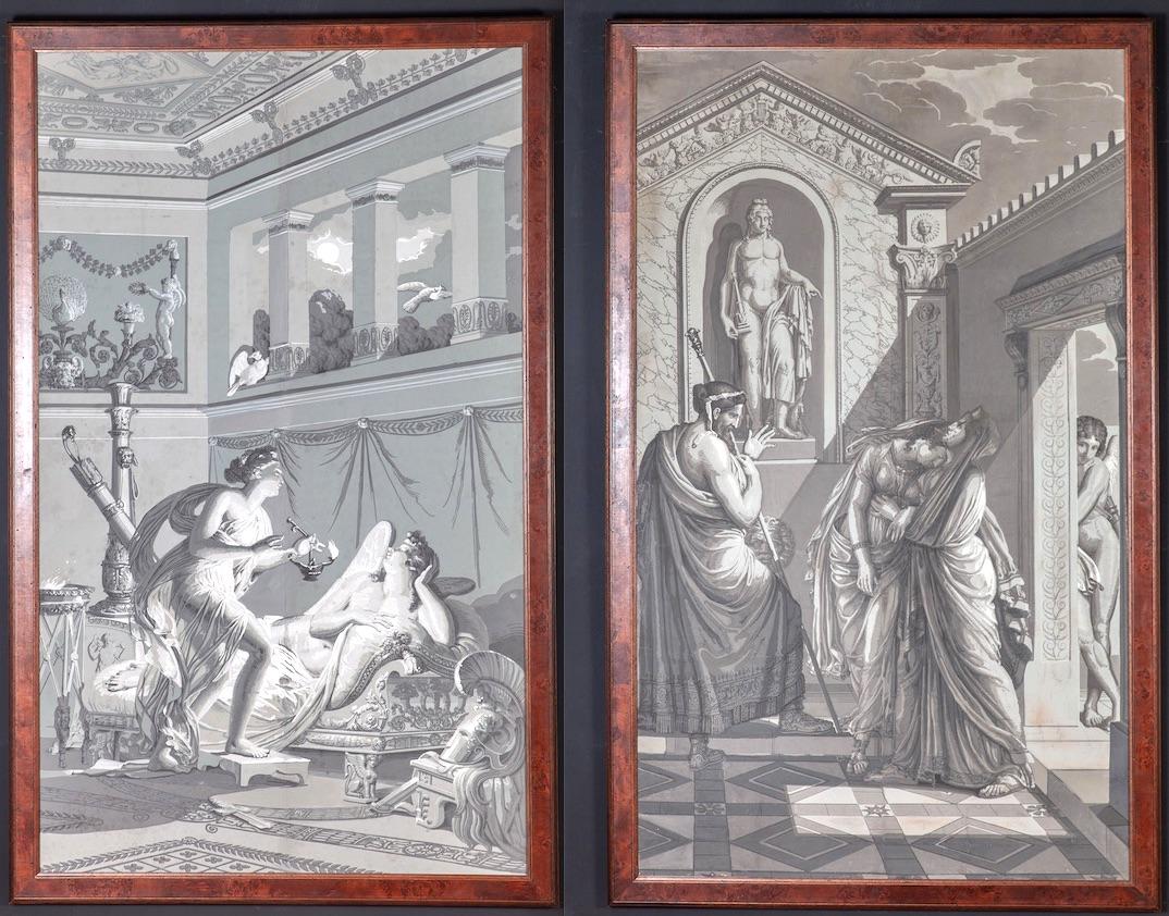Una coppia di  Decorazione murale 'En Grisaille' di Dufour, Parigi, Francia, XIX secolo in vendita 8