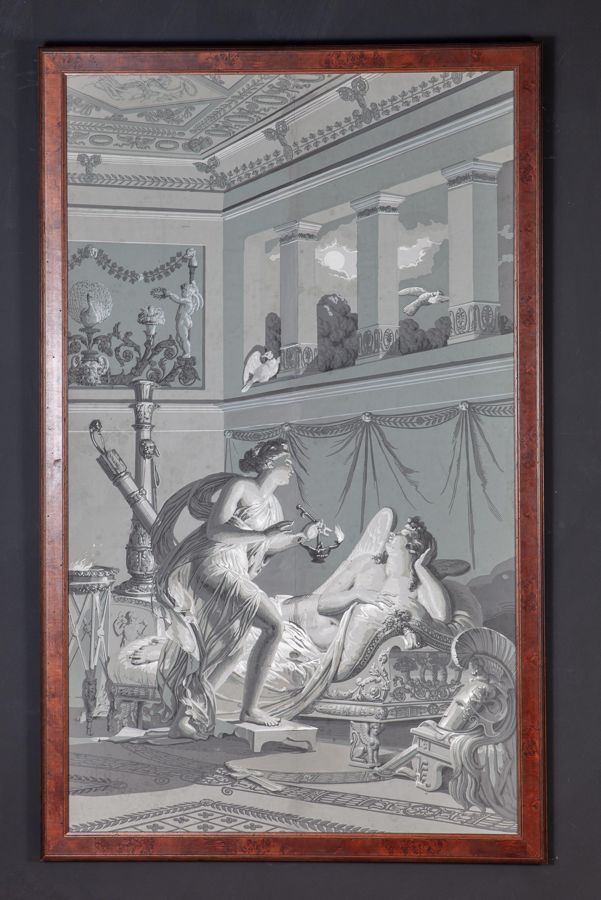 A Pair of  Wall Decoration 'En Grisaille' by Dufour, Paris, France, 19th Century For Sale 1