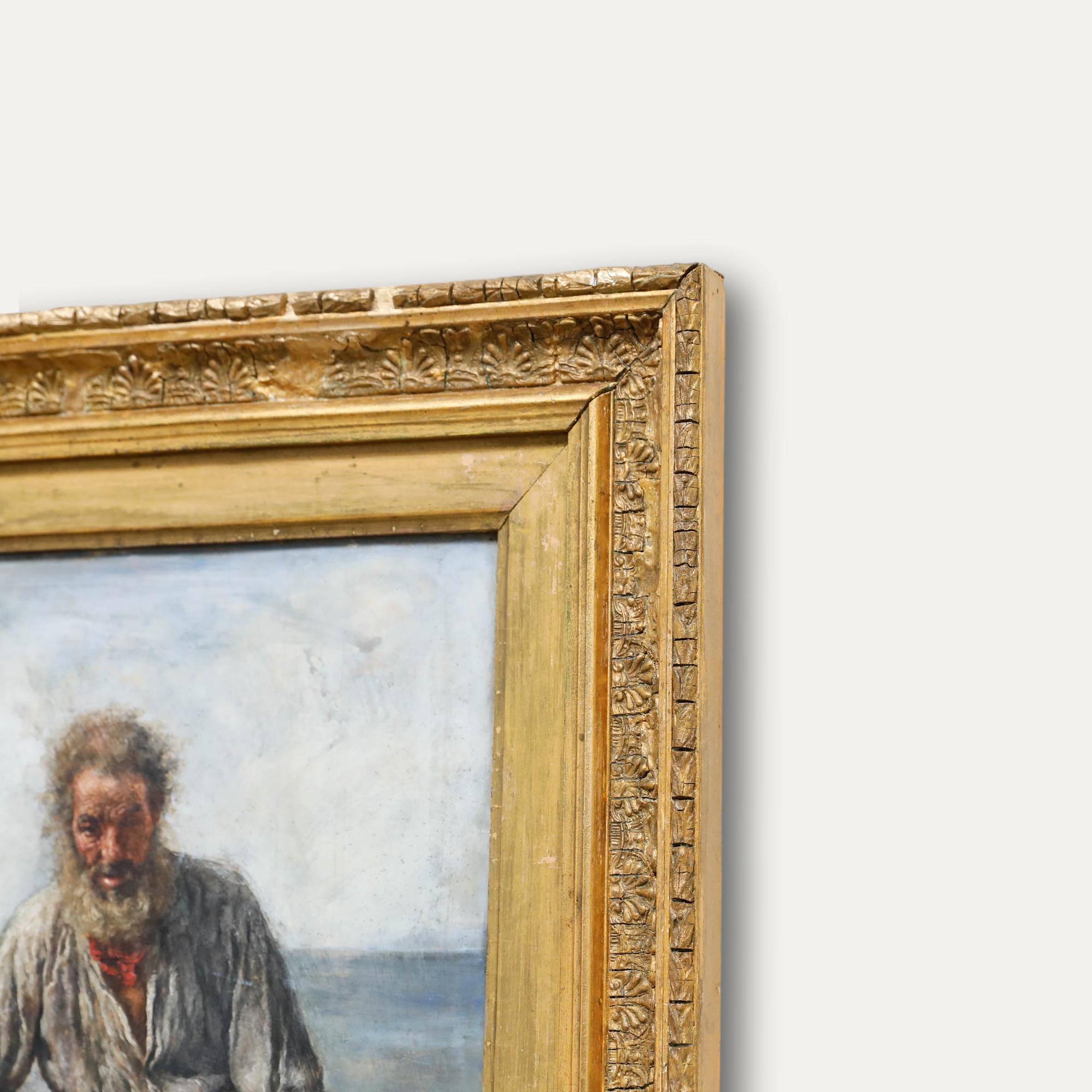 A. Parilla  - Début du 20e siècle, Huile, Le vieux pêcheur en vente 1