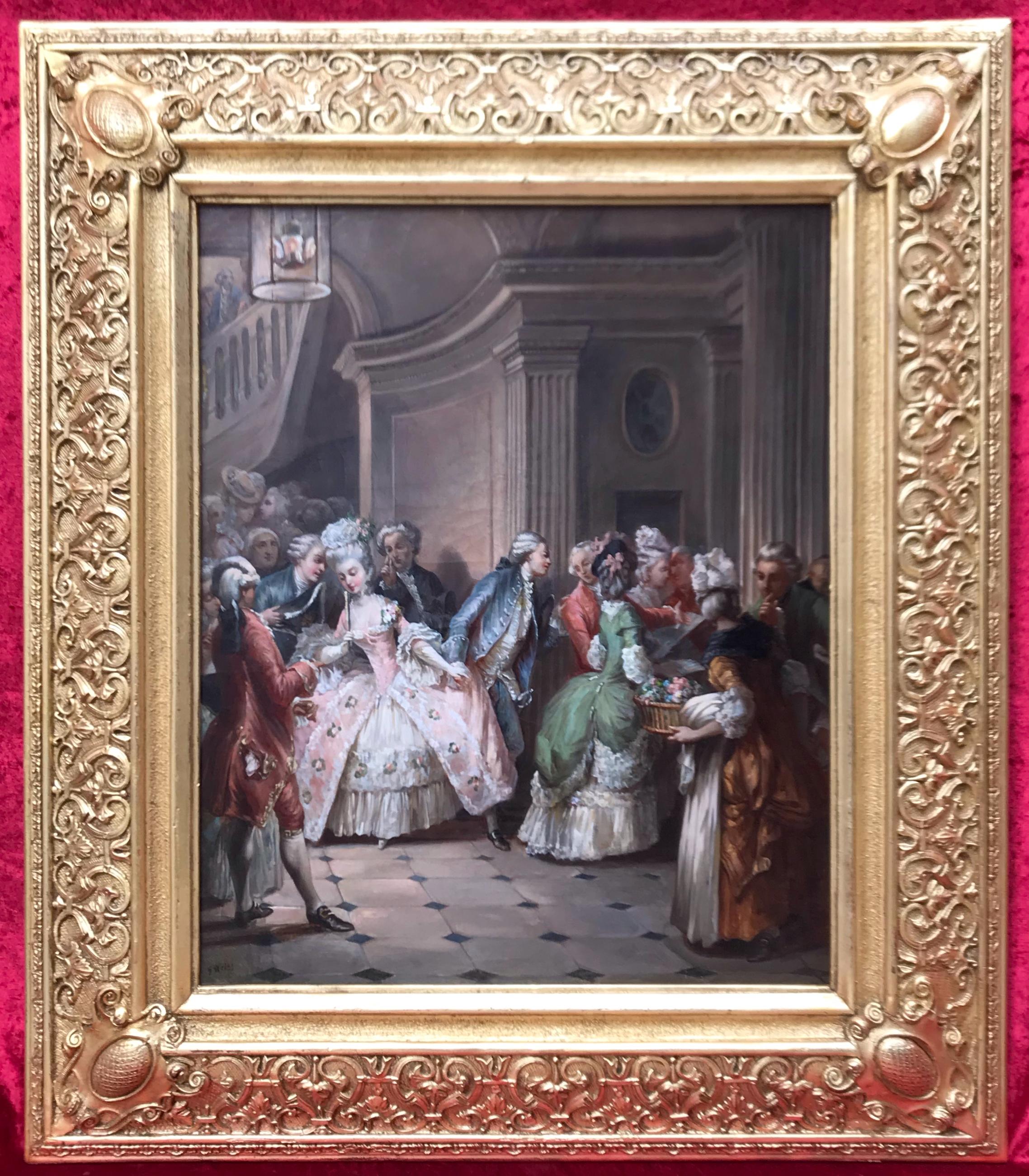 Unknown Portrait Painting - A Party To The Castle in 18th Century