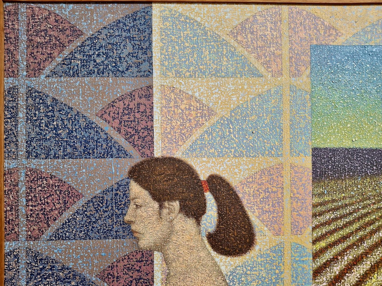 Vue pointilliste d'une femme - Pointillisme Painting par Unknown