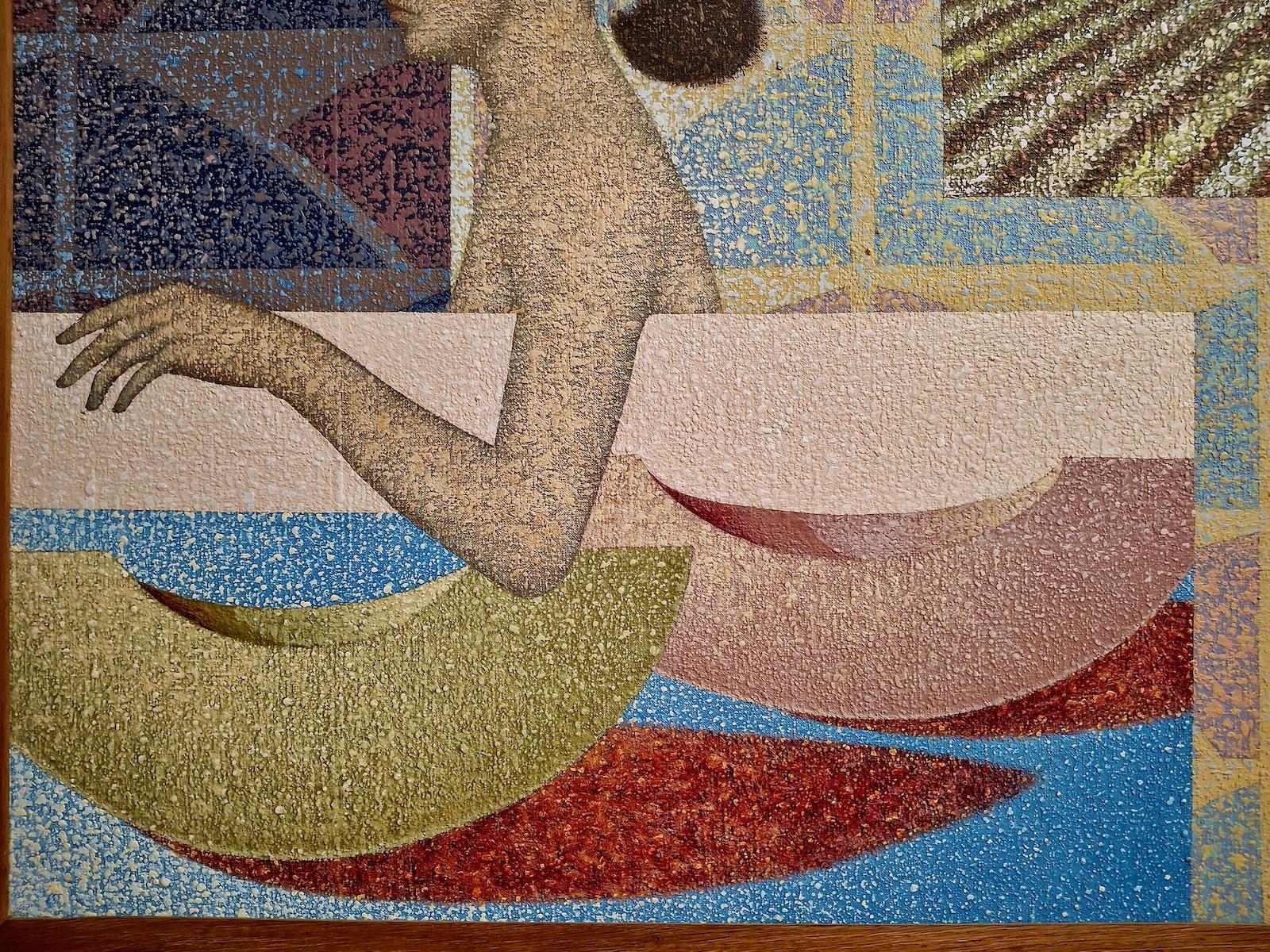 L'artiste avait beaucoup à dire. Pourquoi sinon consacrer l'intense concentration et le temps nécessaire au rendu d'une œuvre aussi lumineuse menée à son terme littéralement point par point en minuscules points ? Posez-vous la question : Êtes-vous