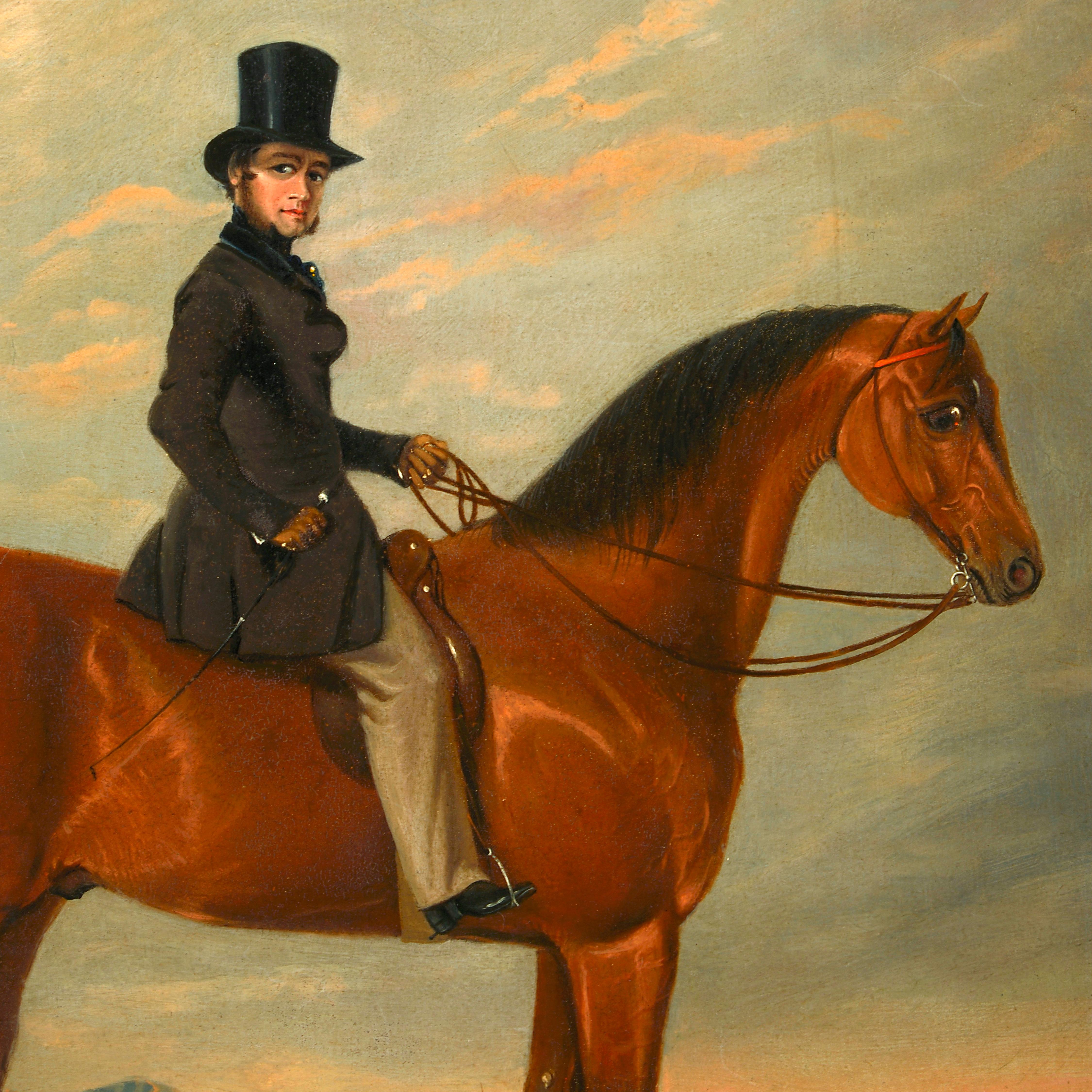 A Portrait of The Earl Craven, Mounted on a Horse - Victorian Painting by Unknown