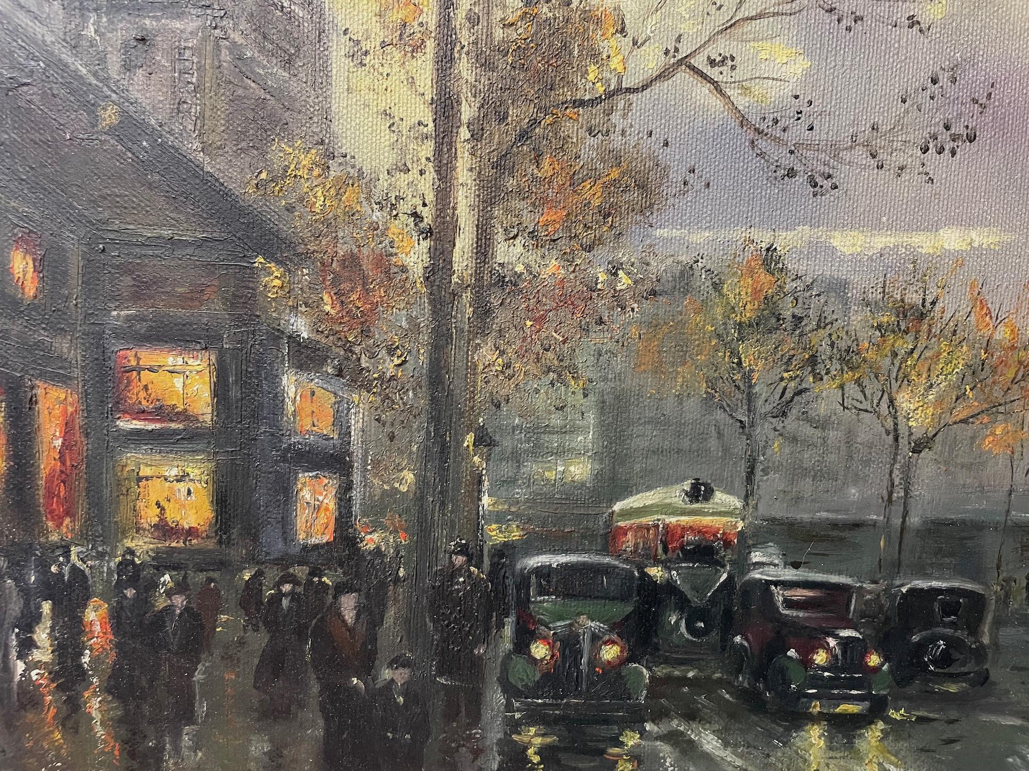 After A Cloudburst, An Evening Out in Paris - Painting by Unknown