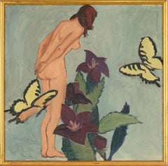 Vintage A Redheads Dream - Figurative Nude With Butterflies and Flowers 