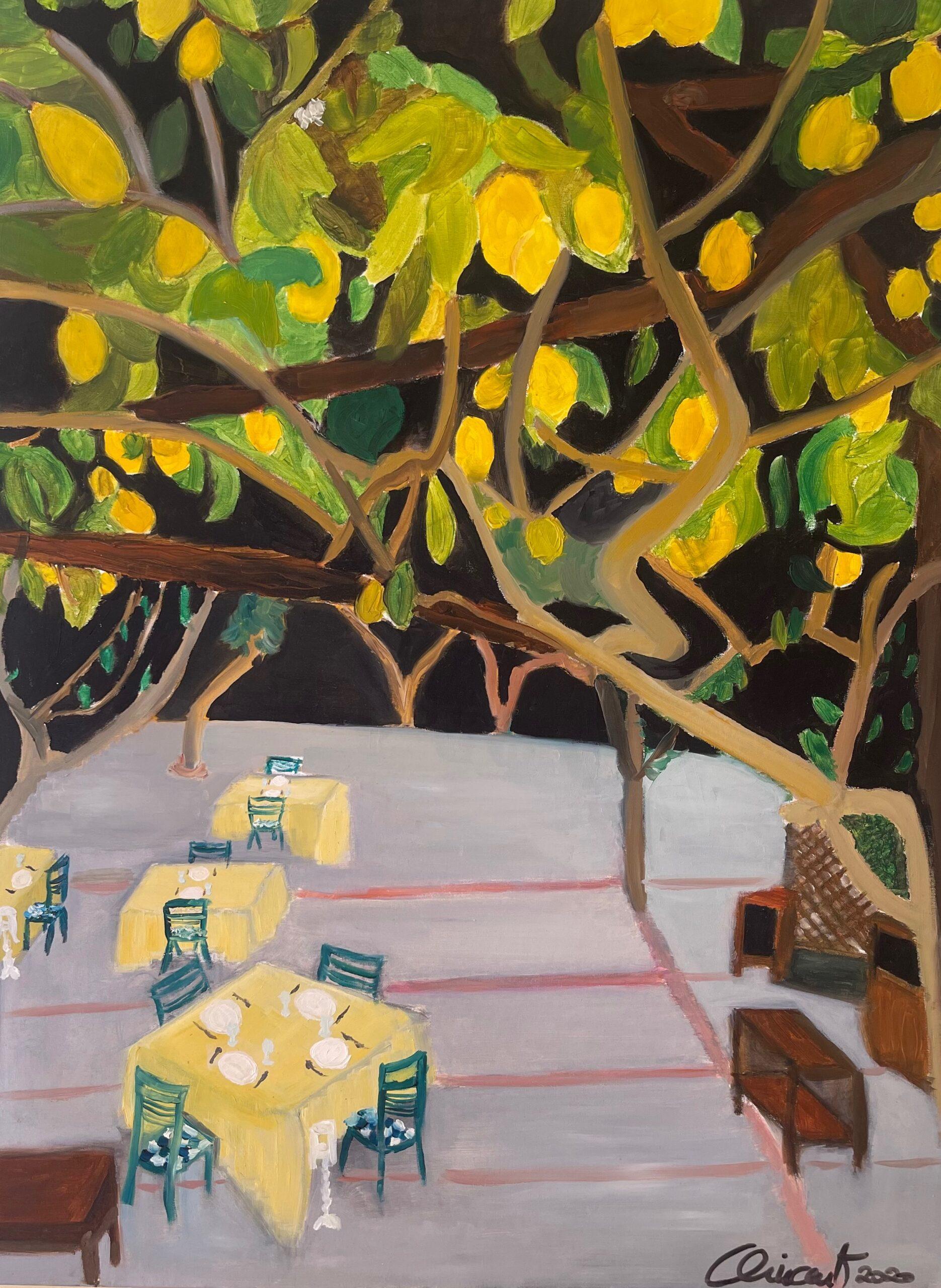 A restaurant under lemon trees by Vincenzo di Palma - Painting by Unknown