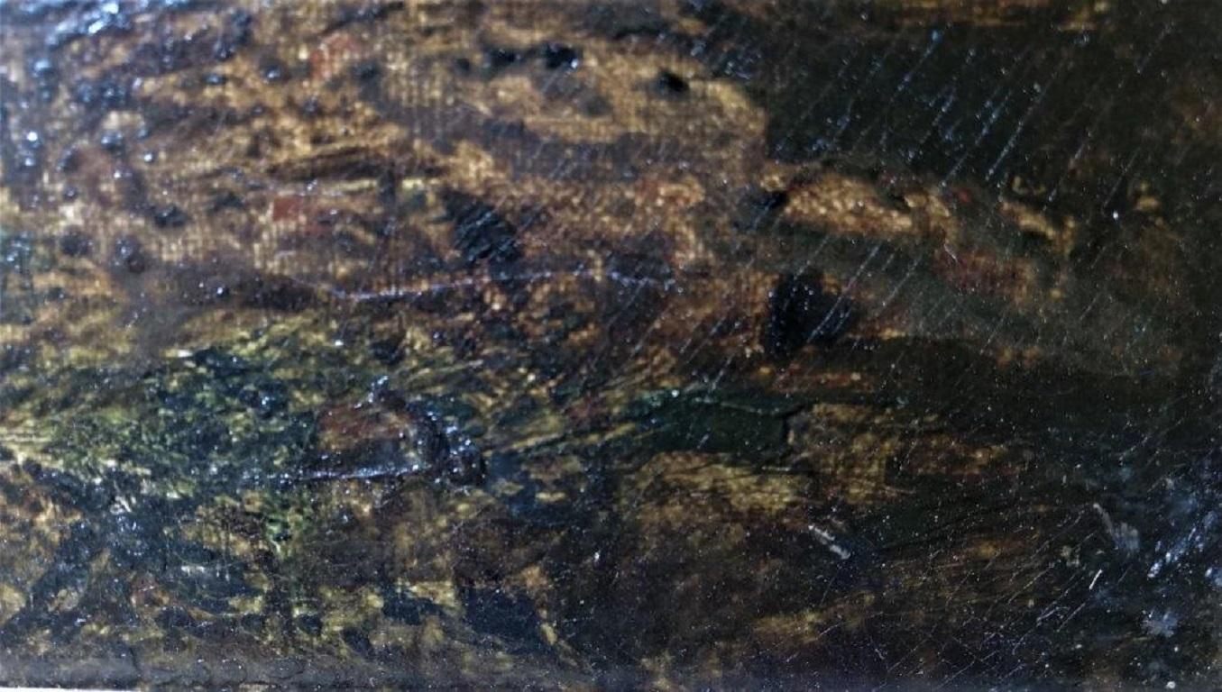 « Un paysage fluvial avec chevaux sauvages », original victorien, huile sur toile - Noir Landscape Painting par John Frederick Herring Jr.