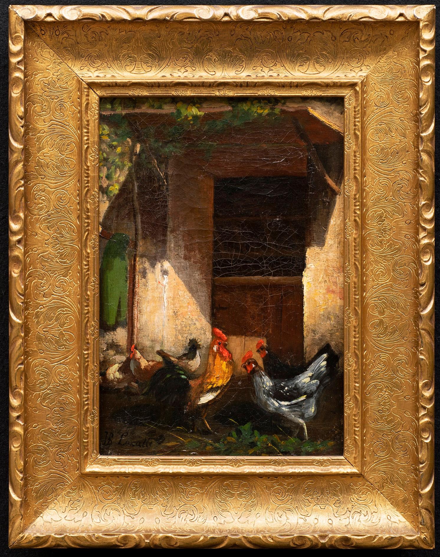 “A Rooster and Chickens in the Yard” Jacques Lacatte (France, 19th century)