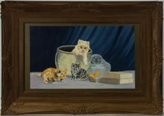 A. Shirley - Signed & Framed 20th Century Oil, Kittens & Goldfish