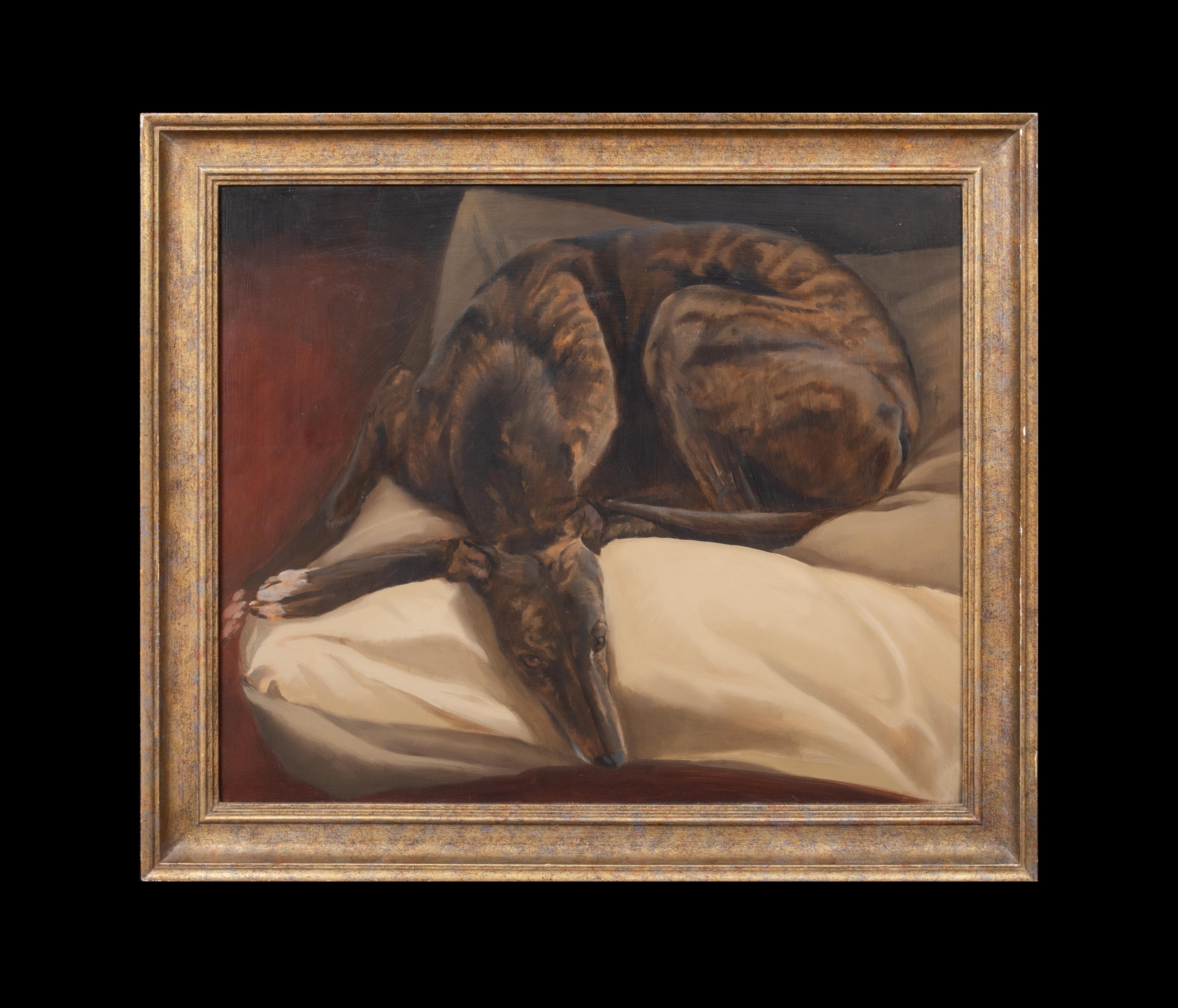 Un levriero addormentato, 1948 -  Arthur Wardle (1864-1949) Ritratto di cane - Painting di Unknown