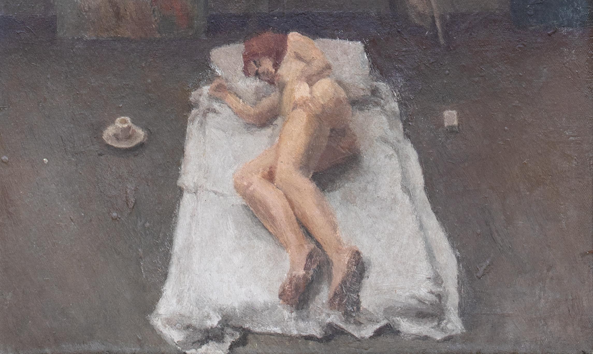 A Sleeping Nude, dated 1968   by EDMUND FAIRFAX-LUCY (1945-2020) - Brown Portrait Painting by Unknown