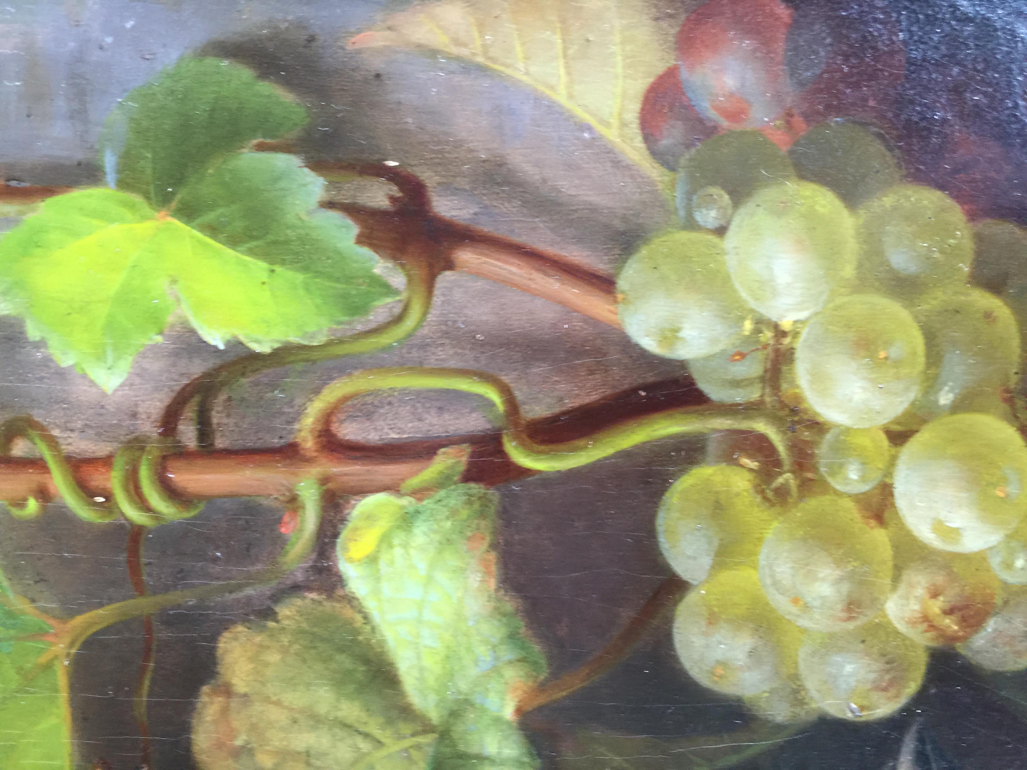 Ein Stillleben mit Pflanzgefäß und Trauben, Künstler, 19. Jahrhundert, Europäische Schule im Angebot 1