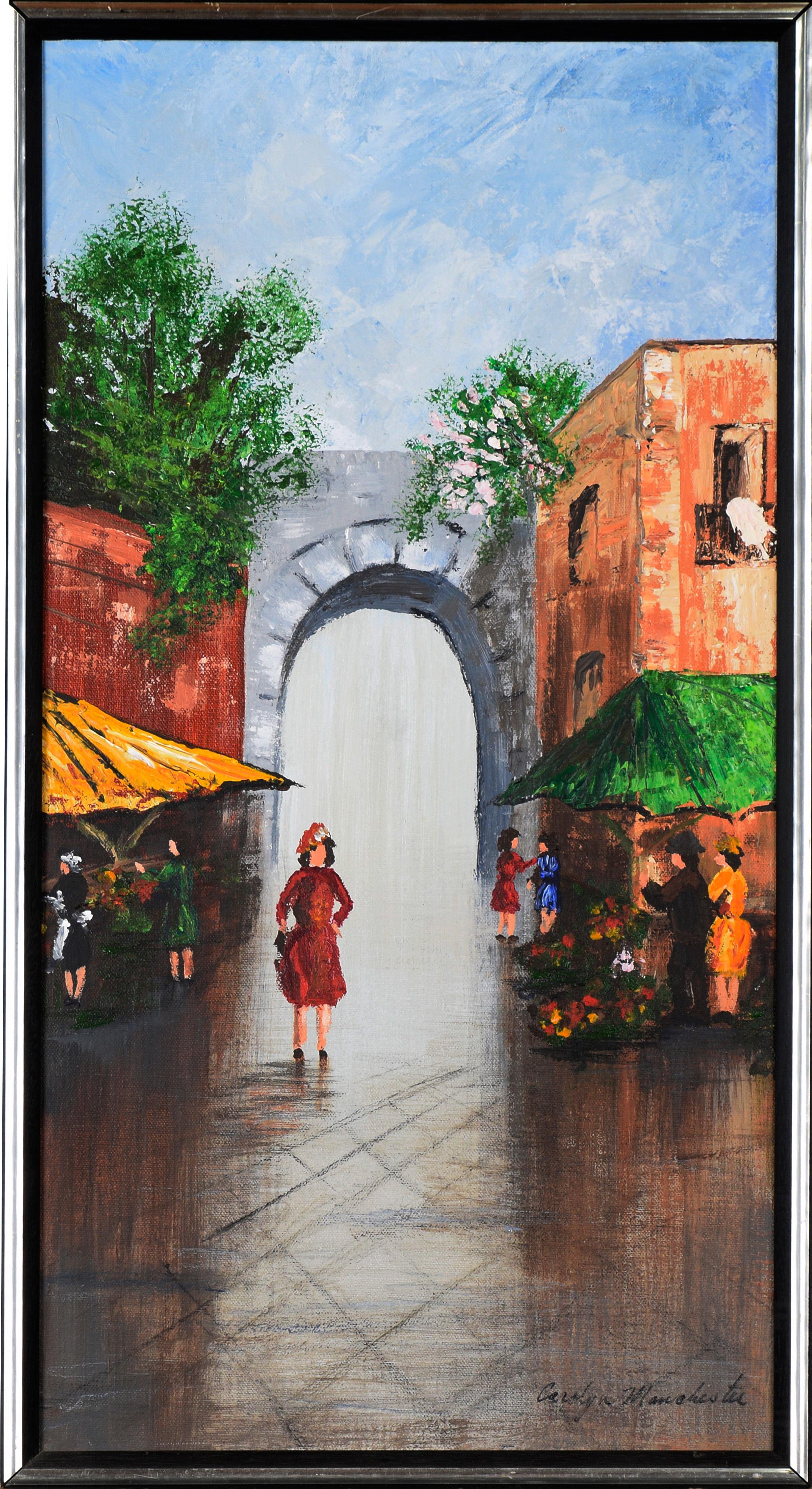 Landscape Painting de Unknown - Un paseo por París - 1974 Óleo original sobre lienzo
