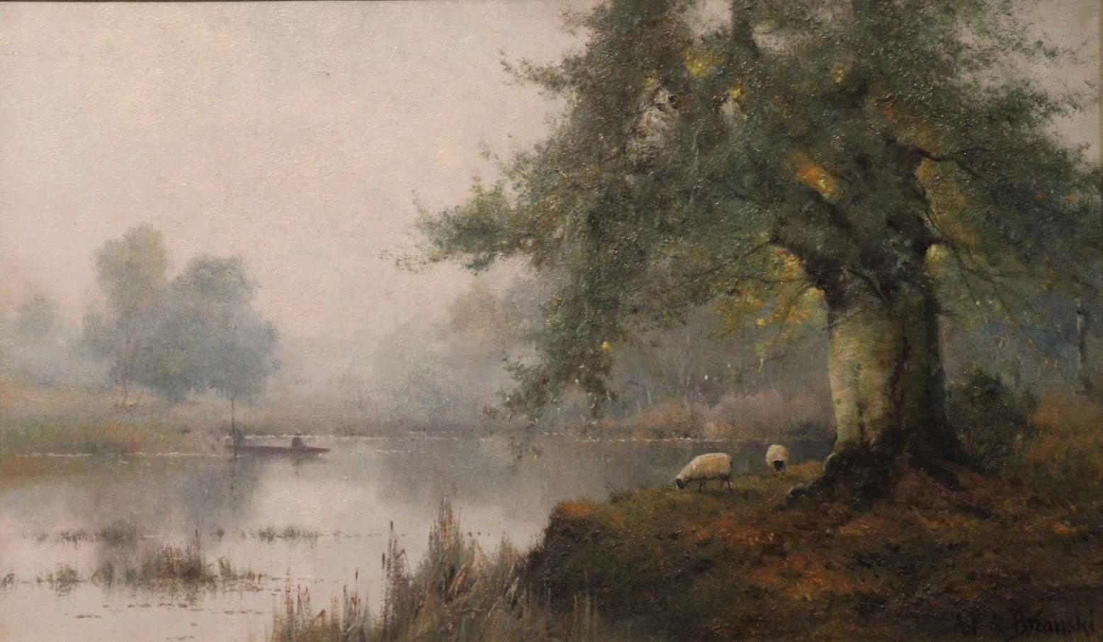Landscape Painting  Alfred Fontville de Breanski - Abeilles Burnham du matin d'été