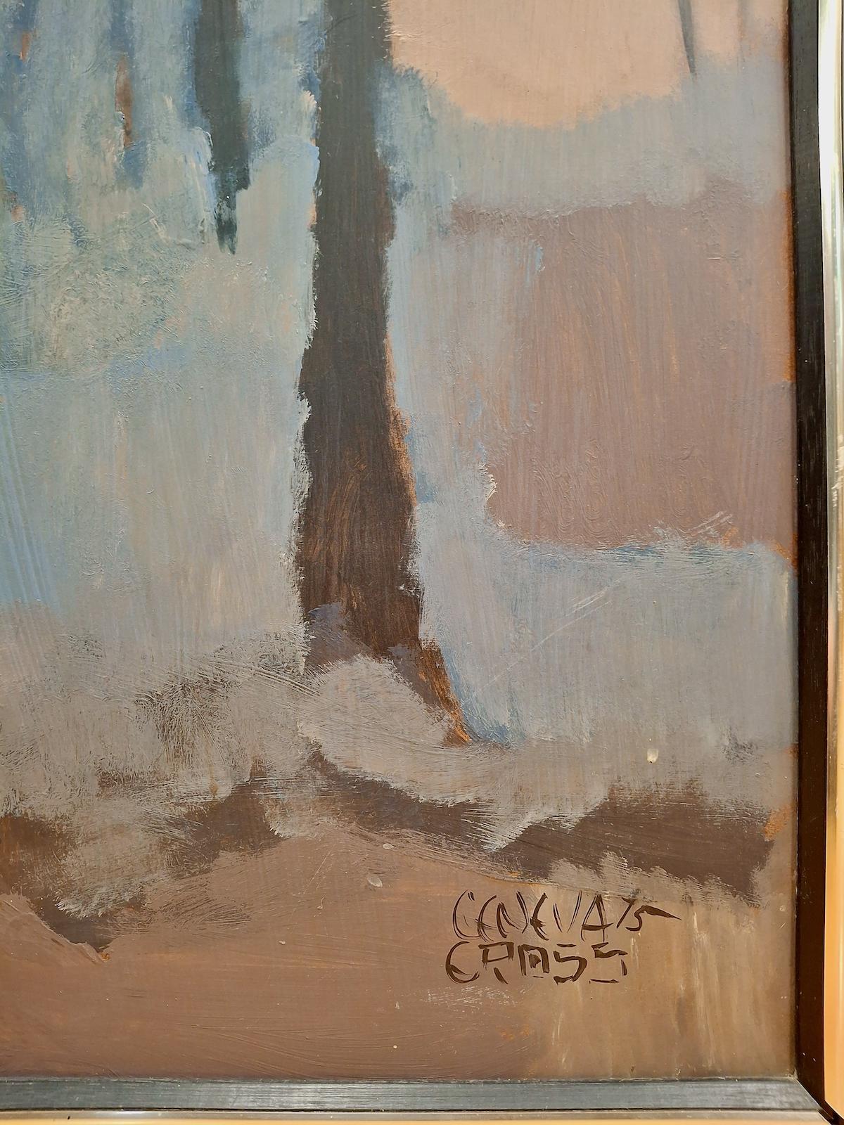 In this abstract landscape, artist Geneva Cross conveys the mood of a dreamlike summer evening that might be remembered by any of us in its universality. Blending the basic elements of a sandy shore, the grove of slender trees—saplings among