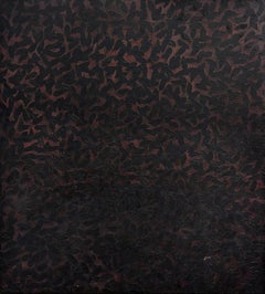 « A Thing Between », peinture abstraite moderne à grande échelle, noire et marron