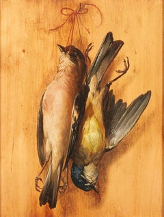 A Tompe l'oeil still life of hanging birds