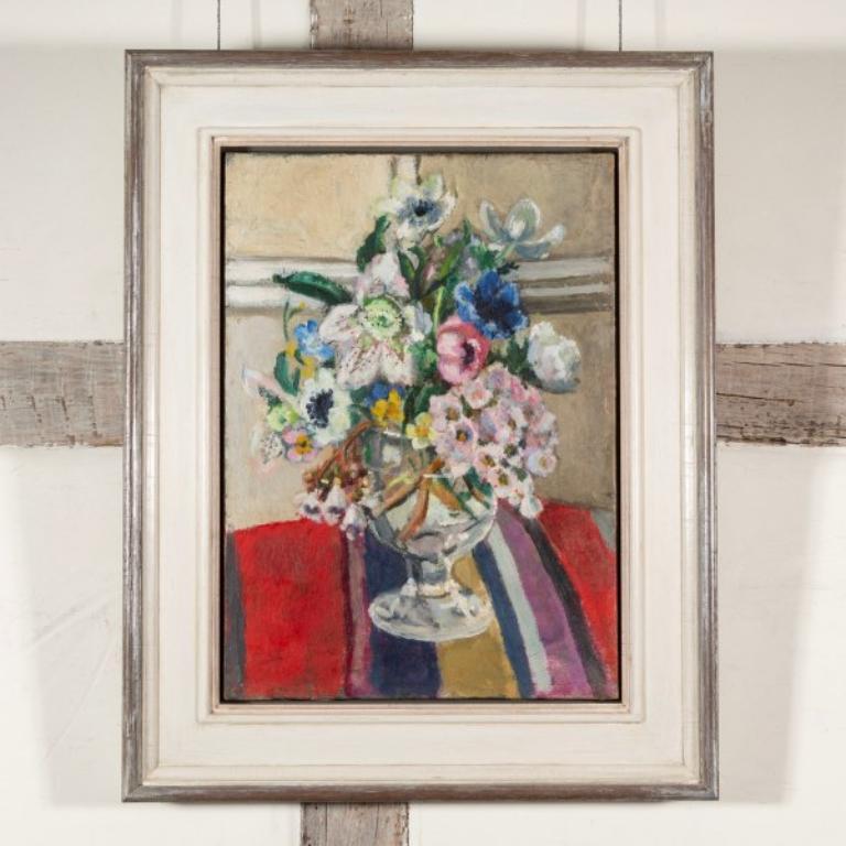 A Vase of Flowers, Oil on Canvas Painting by Gertrude Harvey, circa 1930 For Sale 1