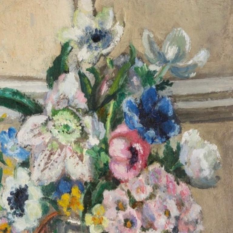 A Vase of Flowers, Oil on Canvas Painting by Gertrude Harvey, circa 1930 For Sale 2