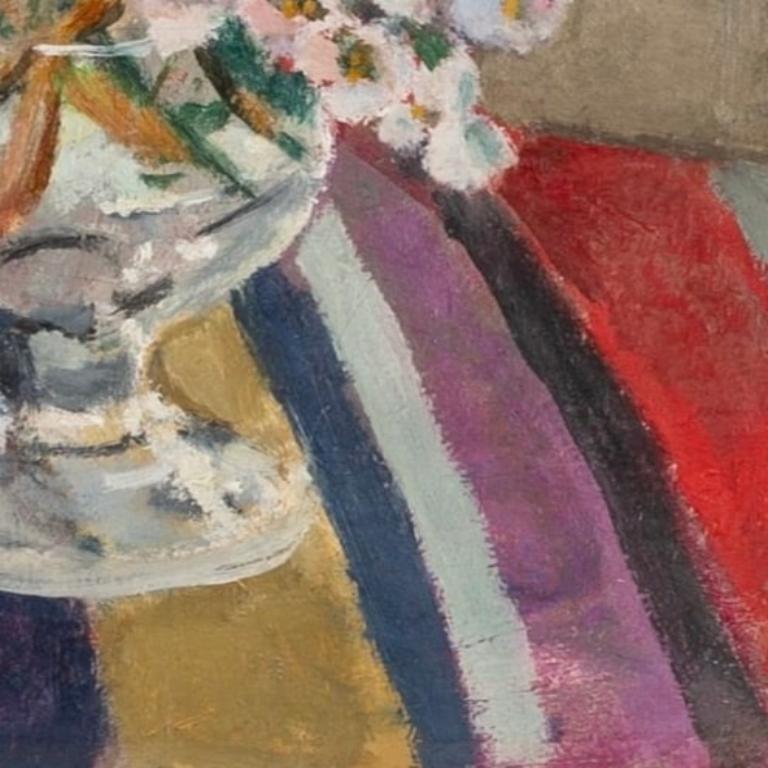 A Vase of Flowers, Oil on Canvas Painting by Gertrude Harvey, circa 1930 For Sale 3
