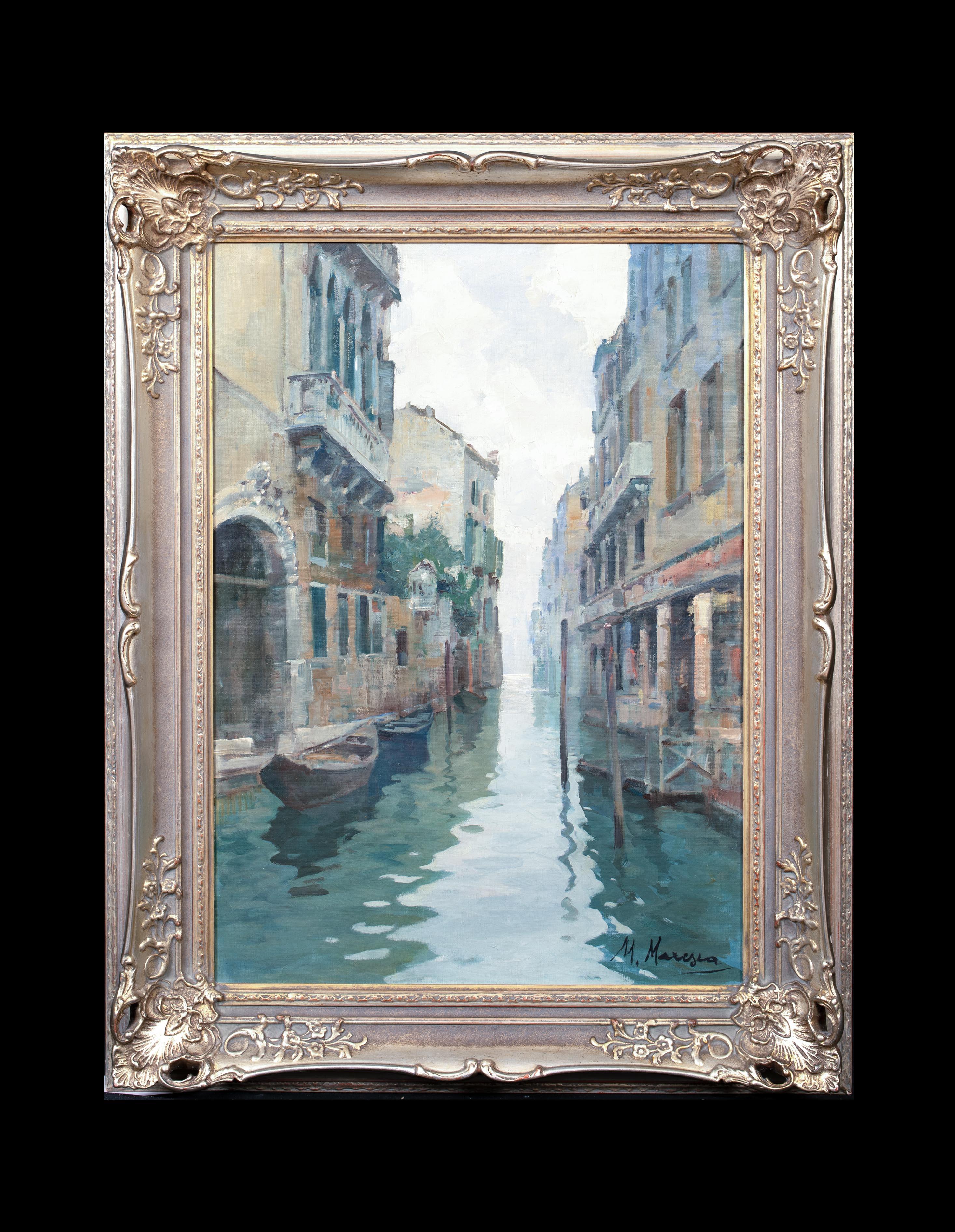A Venice Backwater Canal, early 20th Century

by MARIO MARESCA (1877-c.1959)

Large 19th Century Italian Venetian Backwater Canal, oil on canvas by Mario Maresca. Excellent quality and condition view of a Venetian canal painted with muted tones and