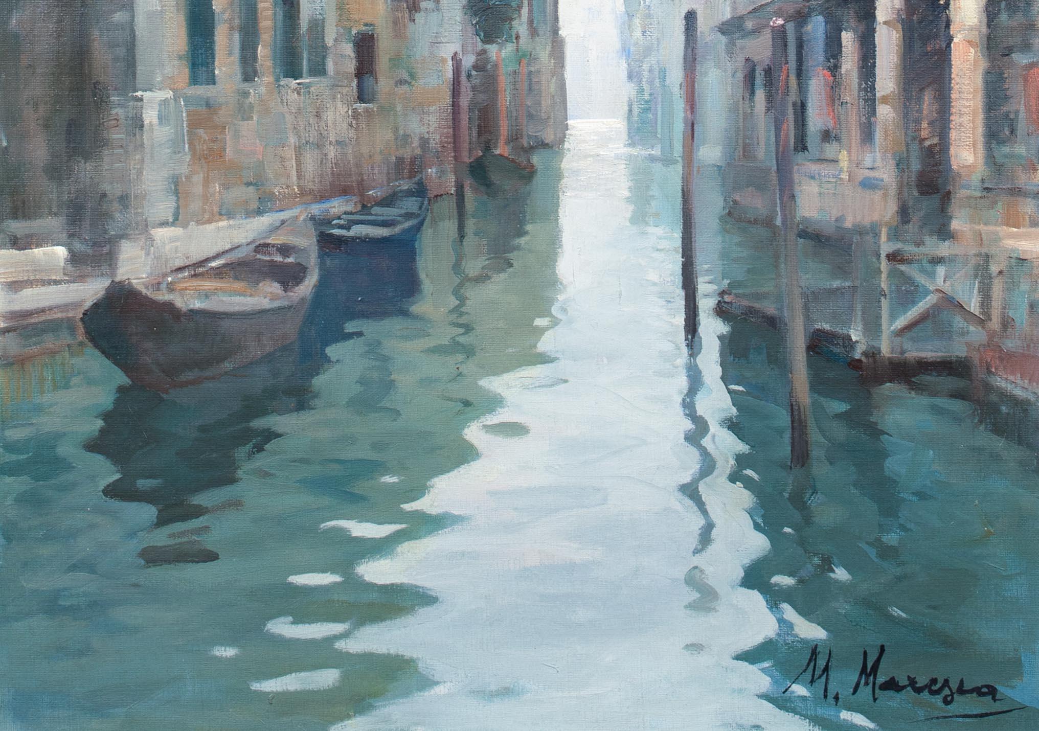 A Venice Backwater Canal, early 20th Century  by MARIO MARESCA (1877-c.1959) For Sale 1