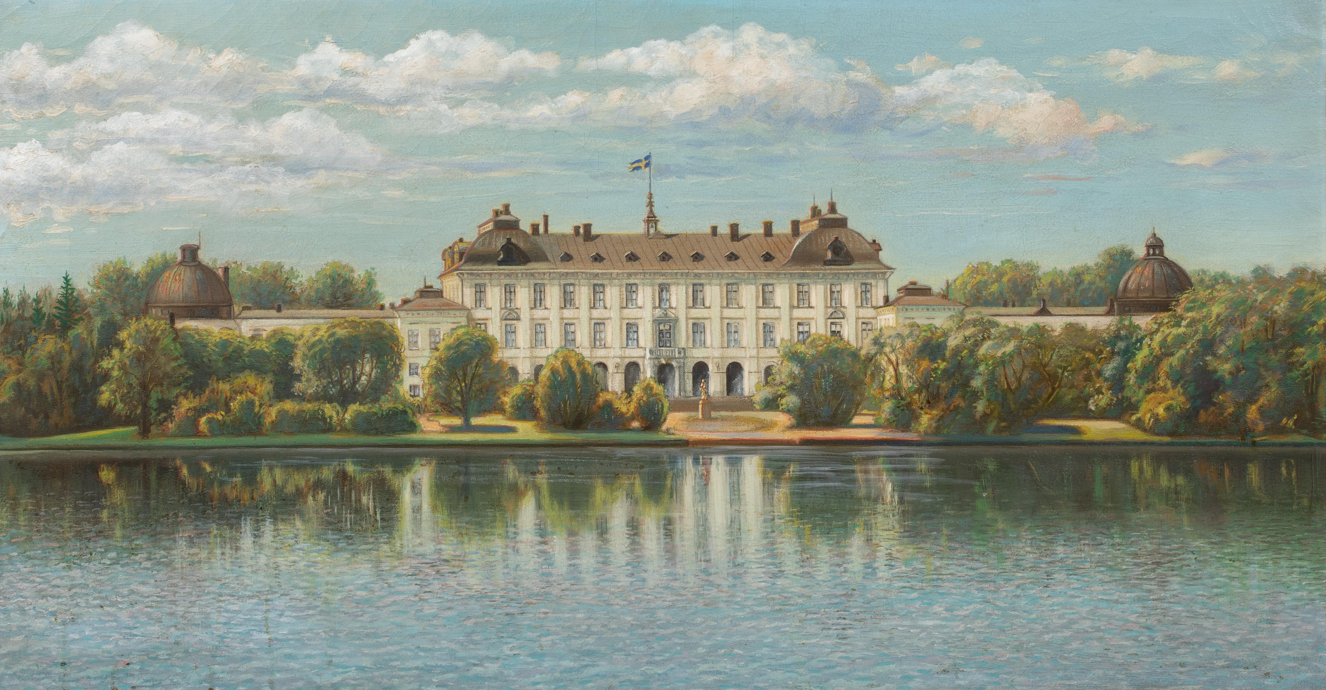 Palacio Real de Drottningholm, Estocolmo, Suecia, siglo XIX  Escuela Europea - Landscape Painting Marrón de Unknown
