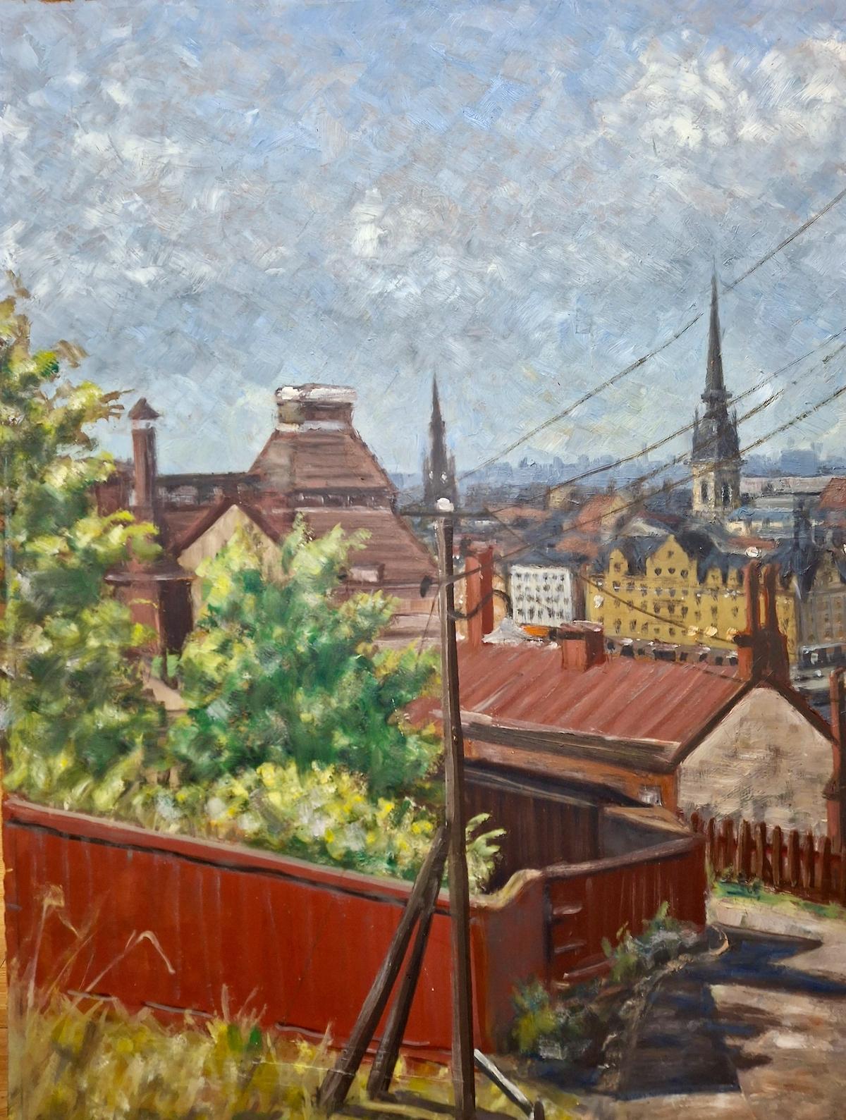 A View of Stockholm, Sweden in 1941 - Impressionist Painting by Unknown