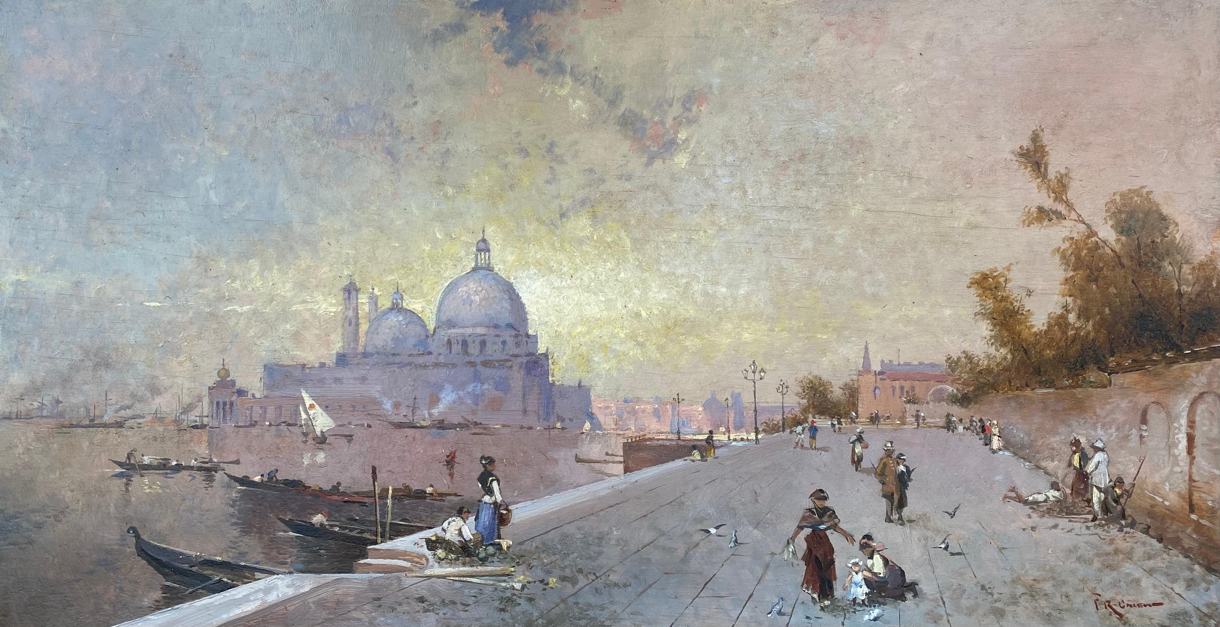 Figurative Painting Unknown - Une vue de Venise par Sunset, artiste, 20e siècle, école européenne