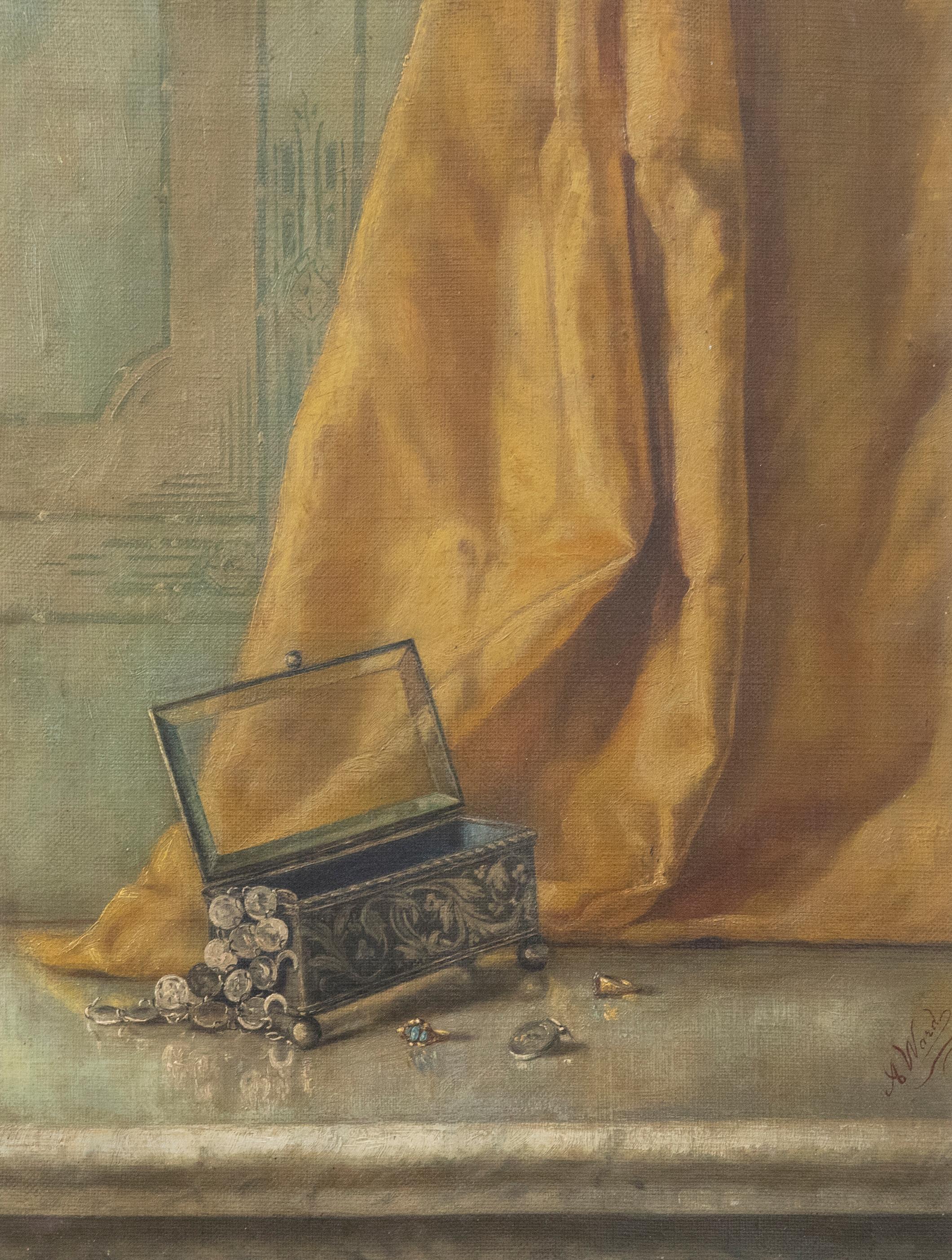Unknown Still-Life Painting - A. Ward - Late 19th Century Oil, A Fine Jewellery Box