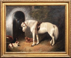 A White Horse Accompanied by Spaniels, 19th Century