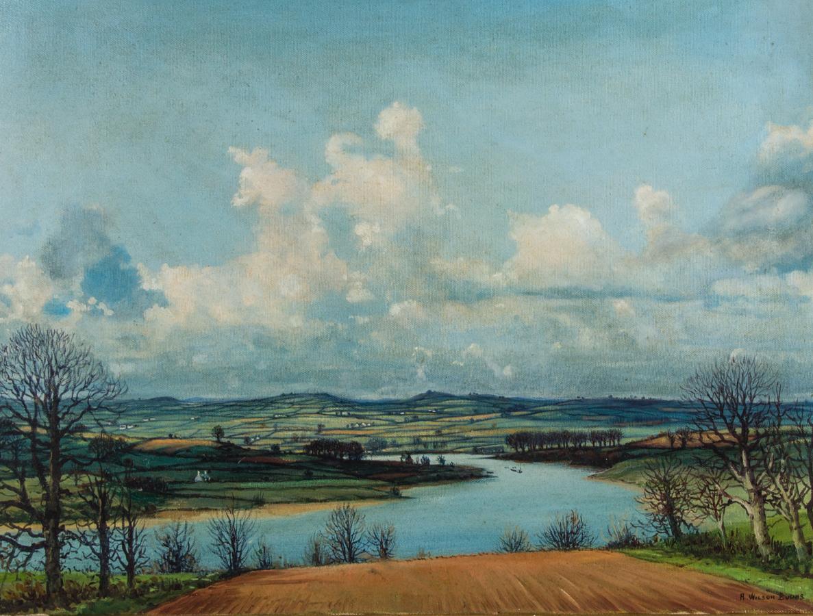 A. Wilson Burns - Mid 20th Century Oil, Panoramic View of The River Dart - Painting by Unknown