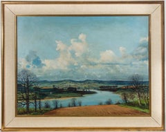 A. Wilson Burns - Mid 20th Century Oil, Panoramic View of The River Dart