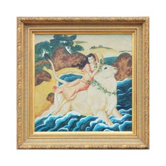 "Abduction of Europa" Classical Mythology Painting of Zeus as a White Bull