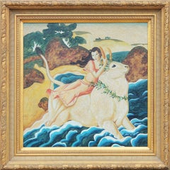 "Abduction of Europa" Classical Mythology Painting of Zeus as a White Bull