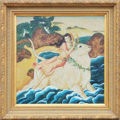 "Abduction of Europa" Classical Mythology Painting of Zeus as a White Bull 