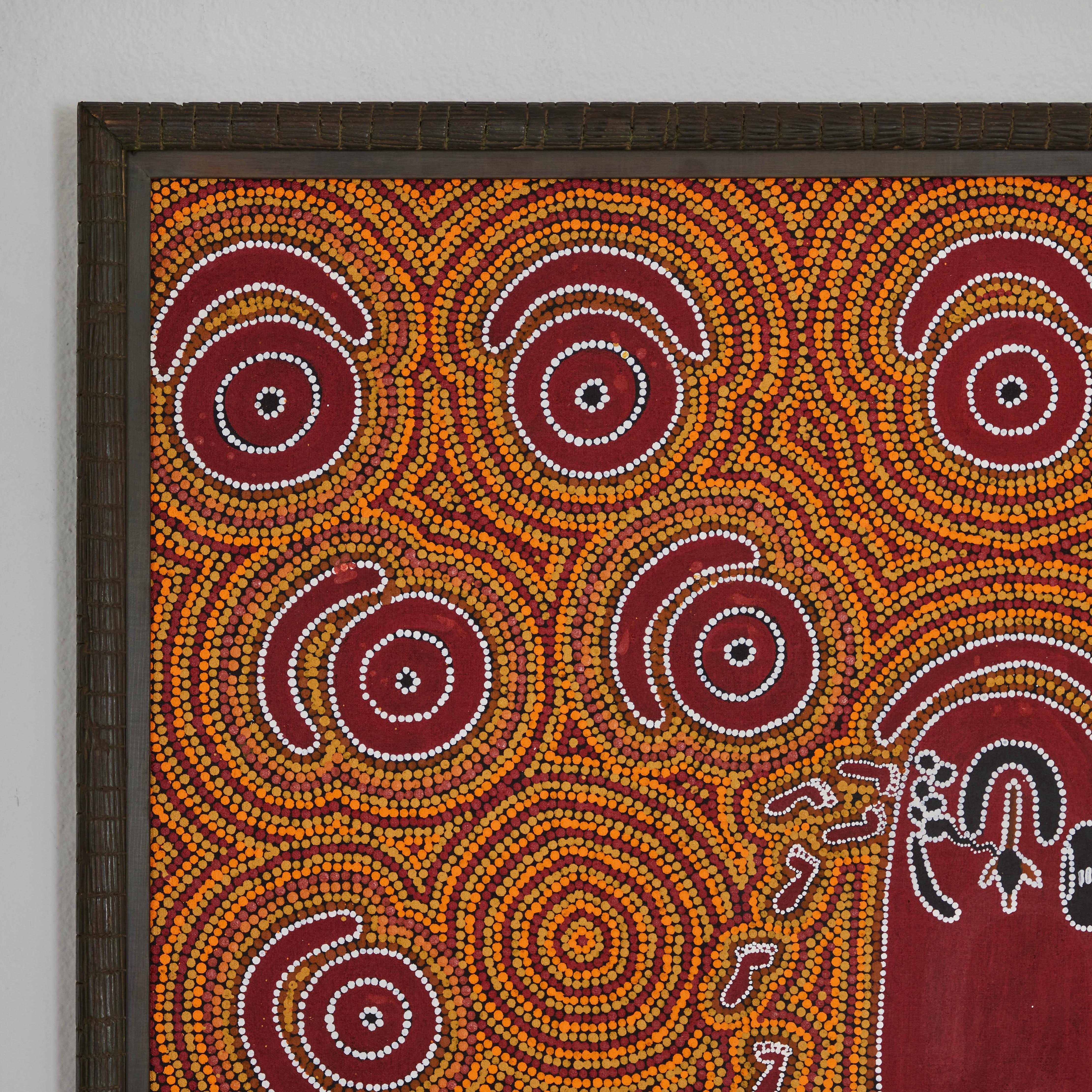 Aboriginal Jukurrpa par Andrea et Kathleen Martin Nungarrayi - Marron Abstract Painting par Unknown