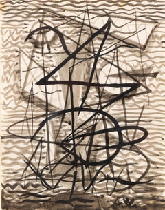 Abraham Walkowitz (1878-1965) Signiert Antike Modernist Abstrakte Gemälde Gerahmt