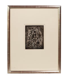 Abraham Walkowitz (1878-1965) Pintura abstracta modernista antigua firmada y enmarcada