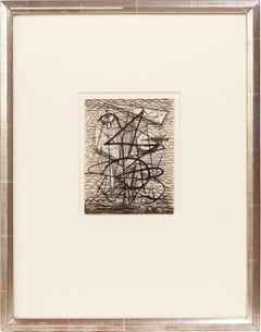 Abraham Walkowitz (1878-1965) Pintura abstracta modernista antigua firmada y enmarcada