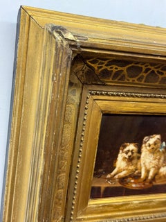 Absolument magnifique et charmant tableau de portrait de deux chiens datant du 19e siècle.