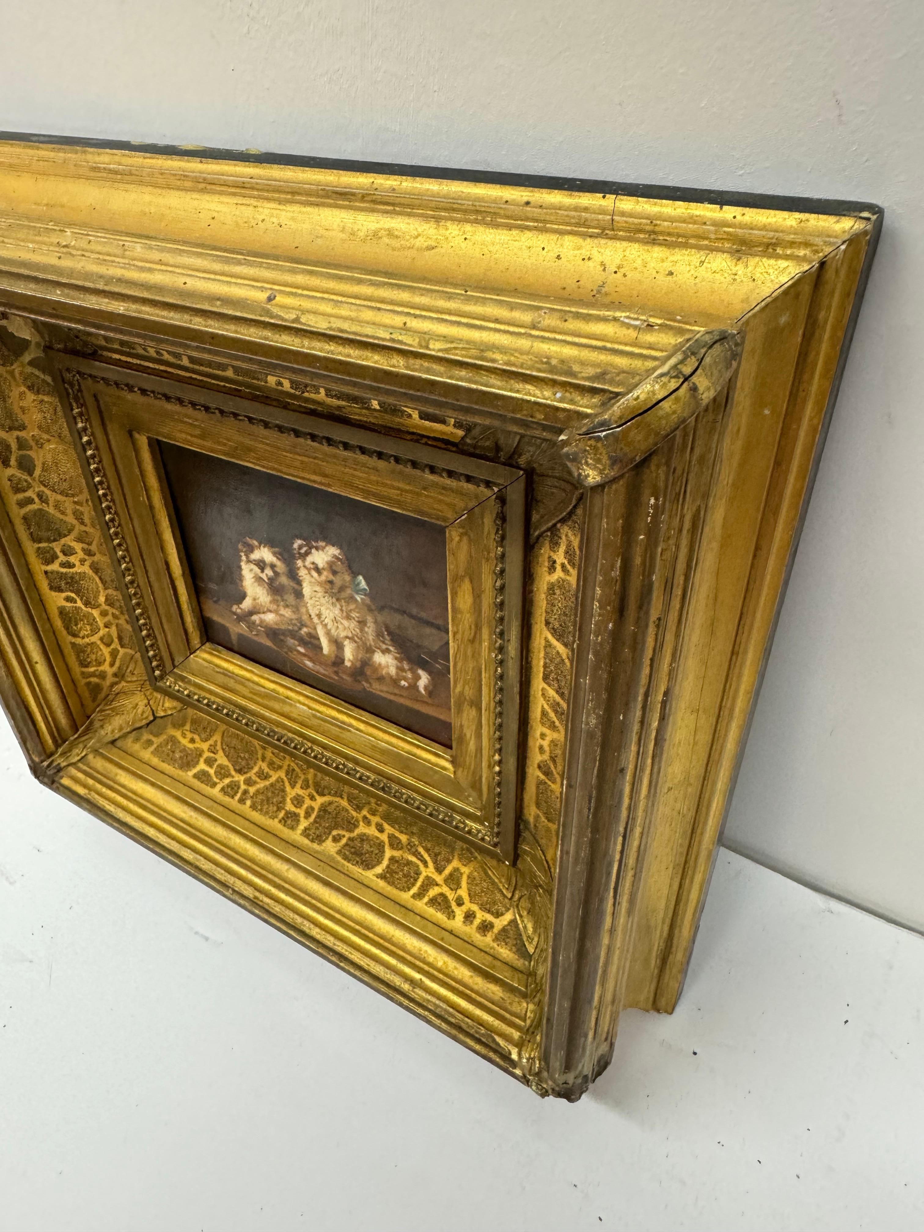 Absolutely beautiful and charming 19th century portrait painting of two dogs For Sale 2