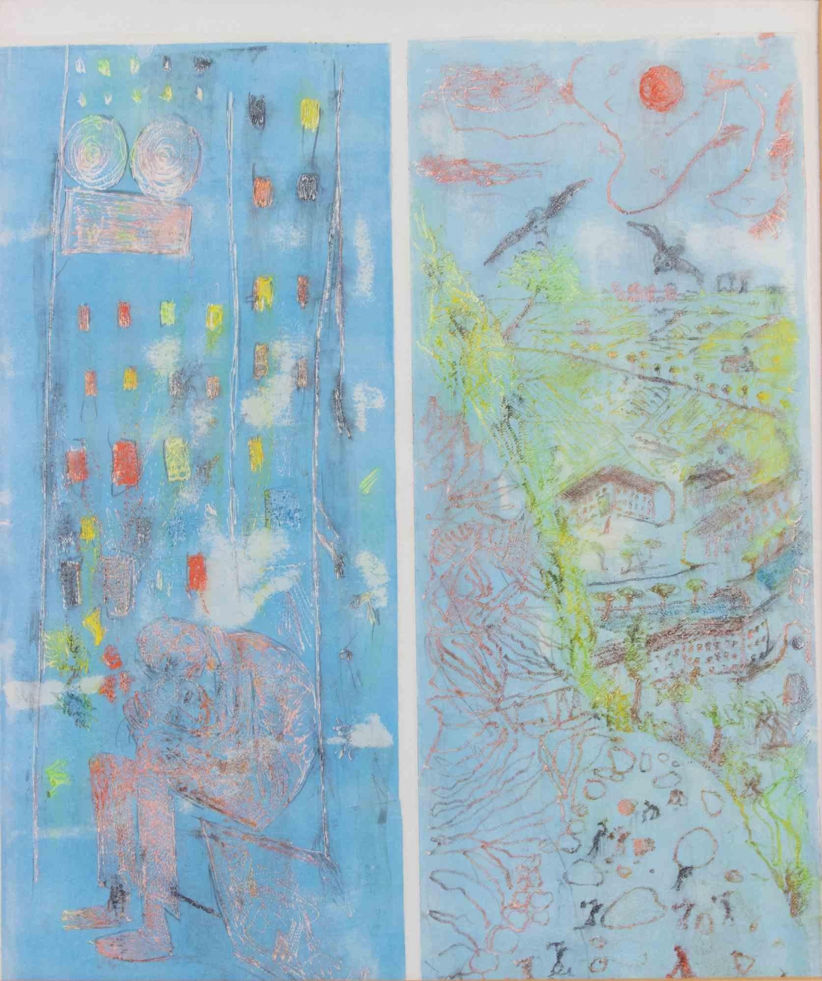 Abstrakte Komposition – Farbe – 1970er Jahre (Zeitgenössisch), Painting, von Unknown