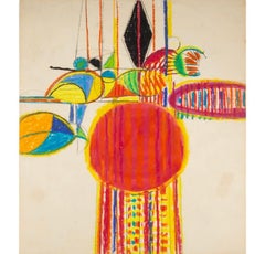 Abstrakt 1, Ölpastell und Bleistift auf Papier von Henry Cliffe